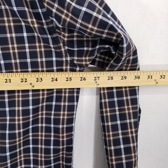 Nautica 80s Two Ply Cotton Shirt Mens Extra Large Navy Plaid Cabin Button Down - Picture 8 of 12